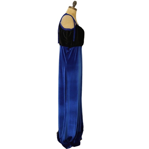 Zelie For She So Fine Velvet Gown Plus 1X Color Block Black Blue Maxi NWT B29 - Picture 3 of 6